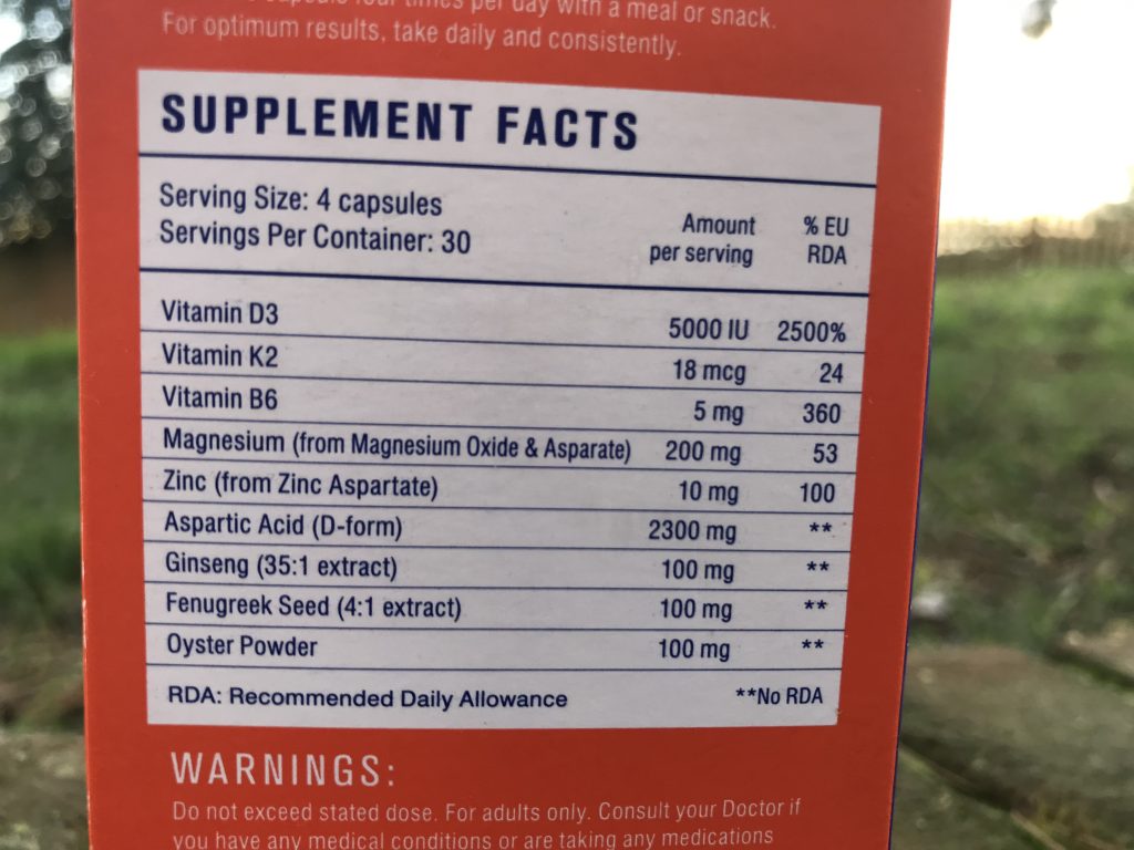 testofuel ingredient label